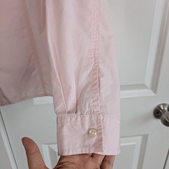 Tommy Hilfiger Button Up Roll Tab Shirt Women L Pink Tailored Fit Western - Picture 7 of 10
